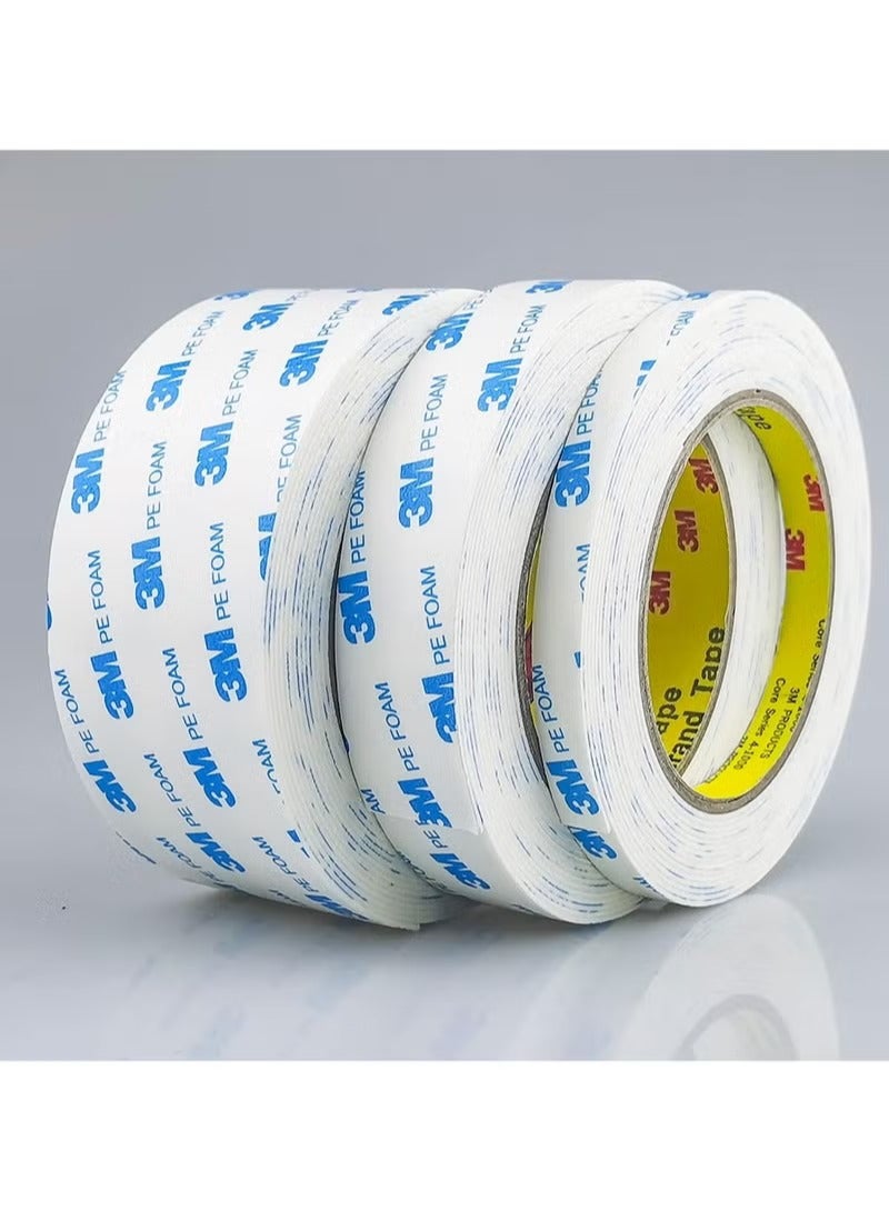 3M Double Sided Tape 1cm*3meter, Mounting Tape Heavy Duty, Removeable PE Foam Tape Strips, Strong Adhesive Tape Waterproof Free Damage for Paint Wall Picture Hanging Poster - Image 4