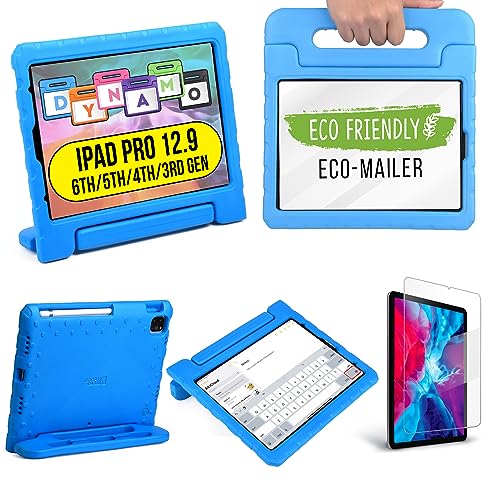 Cooper Dynamo iPad Pro 129 Case for Kids for iPad Pro 129 6th Generation Case 2022 Also Fits 5th4th3rd Gen 2021 2020 2018 Rugged Foam Magic Handle Stand Pencil Holder Candy Blue - Image 1
