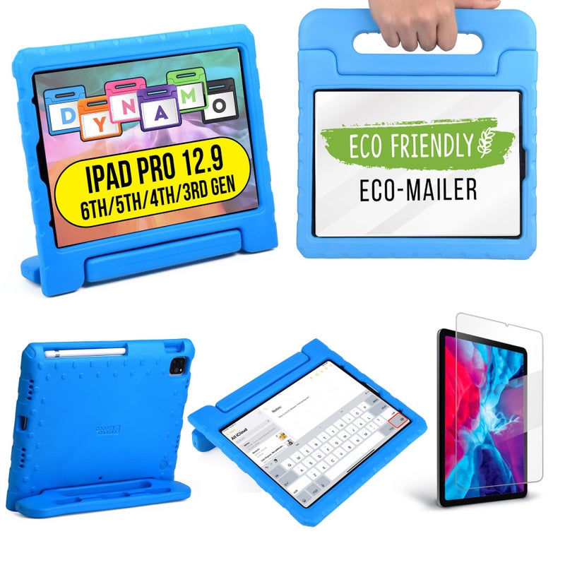 Cooper Dynamo iPad Pro 129 Case for Kids for iPad Pro 129 6th Generation Case 2022 Also Fits 5th4th3rd Gen 2021 2020 2018 Rugged Foam Magic Handle Stand Pencil Holder Candy Blue - Image 2