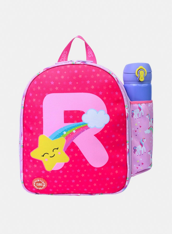 CUBS Nursery Pink Unicorn Letter R Lunch backpack - Image 1