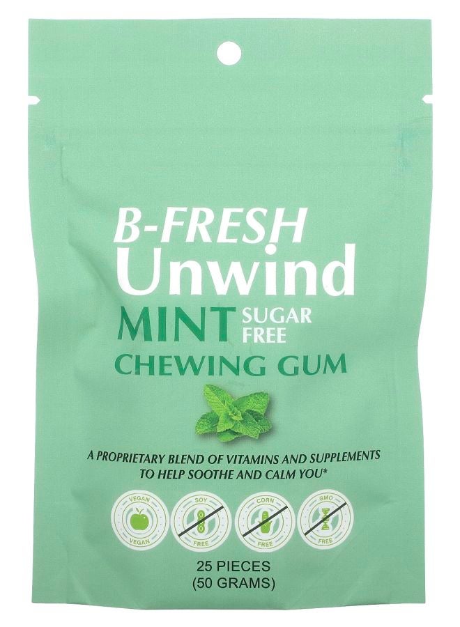 B-Fresh Unwind Chewing Gum Sugar Free Mint 25 Pieces (50 g)