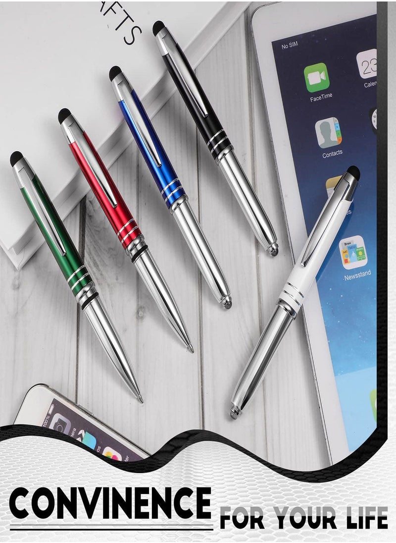 Y&D - Stylus Pen for Touchscreen Devices, 5 Pcs Multi-Function Capacitive With LED Flashlight, Ballpoint 1.0 mm Black Ink Metal Touch Screens, 3 In 1 - Image 1