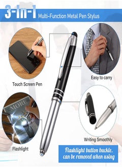 Y&D Stylus Pen for Touchscreen Devices, 5 Pcs Multi-Function Capacitive With LED Flashlight, Ballpoint 1.0 mm Black Ink Metal Touch Screens, 3 In 1  - Image 2