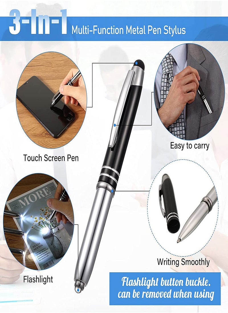 Y&D - Stylus Pen for Touchscreen Devices, 5 Pcs Multi-Function Capacitive With LED Flashlight, Ballpoint 1.0 mm Black Ink Metal Touch Screens, 3 In 1 - Image 1