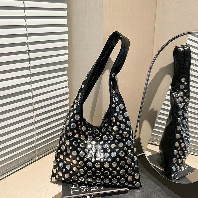 Fashion Women'S Bags Casual Stylish Trendy Cool Polka Dot Rivet Armpit Bag Bucket Bag Shoulder Bag - Image 2