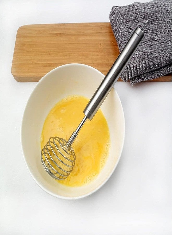 SHOPER ZONE - Stainless Steel Spiral Hand Egg Beater – Semi‑Automatic Push Whisk Mixer for Eggs, Milk Cream Frothing & Flour Stirring – Durable Kitchen Tool for Home & Restaurant Use - Image 3