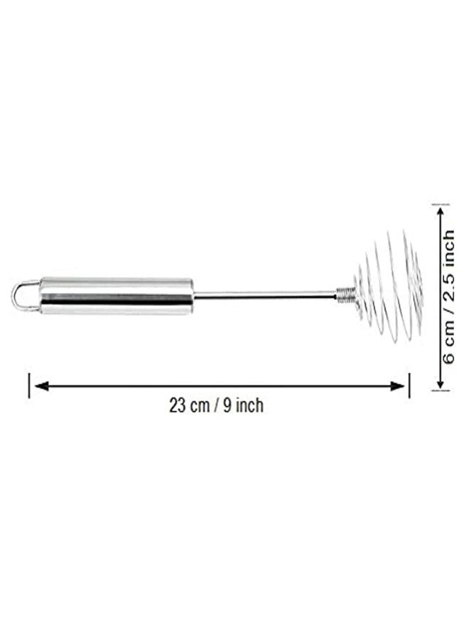 SHOPER ZONE - Stainless Steel Spiral Hand Egg Beater – Semi‑Automatic Push Whisk Mixer for Eggs, Milk Cream Frothing & Flour Stirring – Durable Kitchen Tool for Home & Restaurant Use - Image 2