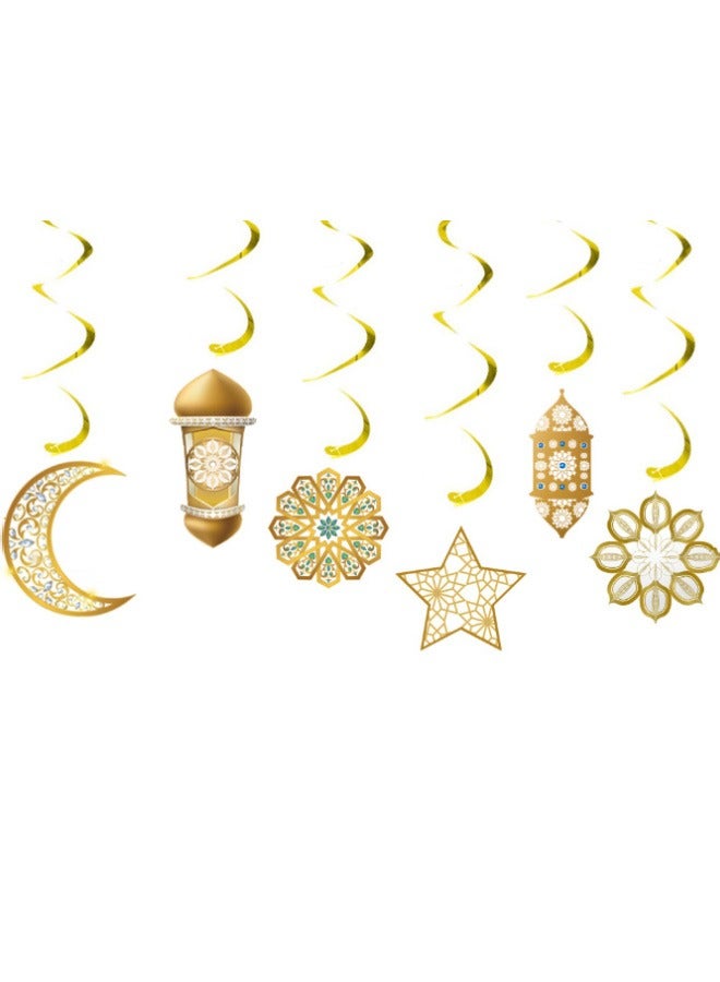 SUCITY Ramadan Family Party 6-Piece Decoration Set, Eid Spiral Hanging Decorations, Holiday Decorations  - Image 1