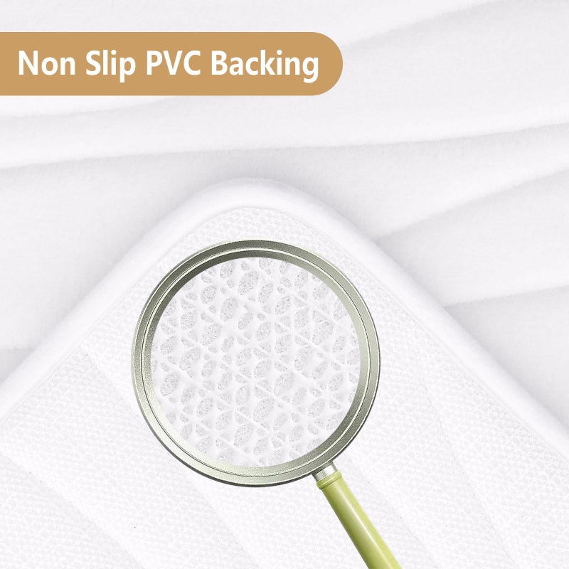 Buganda Memory Foam Bathroom Rug Mat 59x24  Extra Soft and Absorbent Bath Mats  Non-Slip and Machine Washable Bath Rugs for Bathroom Floor Tub and Shower  White - Image 2