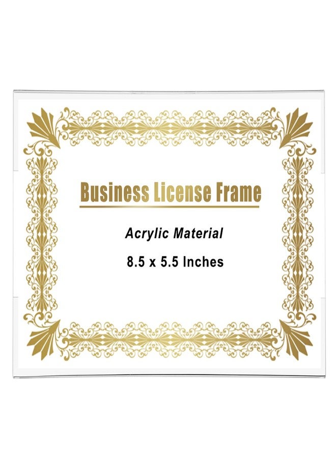 JUXYES 2 Pack Clear Acrylic Business License Frame for Wall, 5.5 x 8.5 Inches License Certificate Display Frame, Wall Mounting Professional Frame for Business License Certificate Document, No Drilling - Image 2