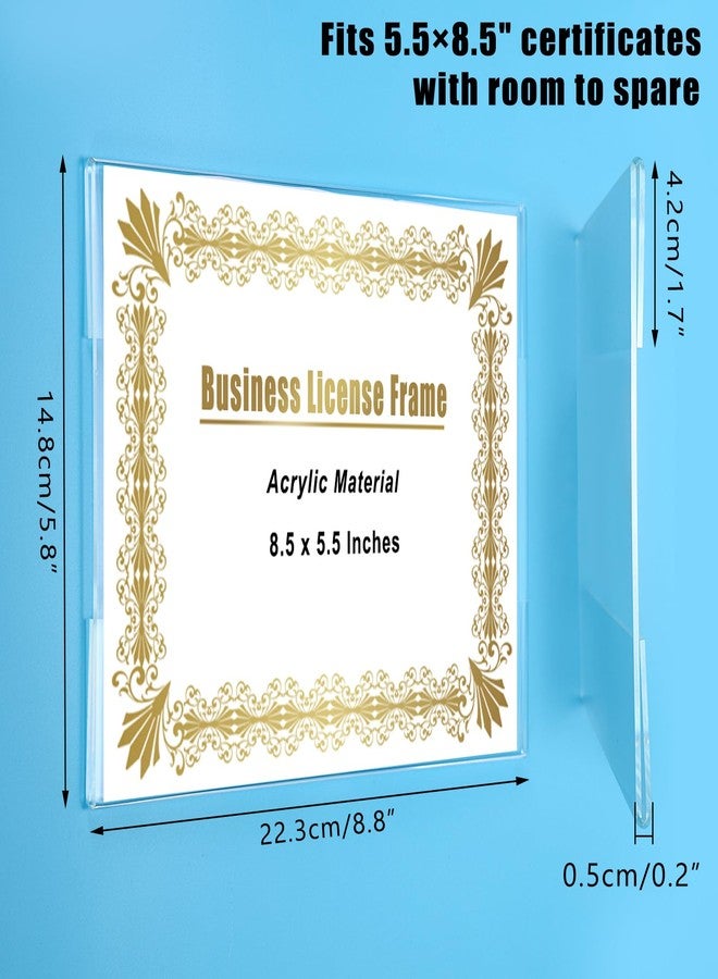 JUXYES 2 Pack Clear Acrylic Business License Frame for Wall, 5.5 x 8.5 Inches License Certificate Display Frame, Wall Mounting Professional Frame for Business License Certificate Document, No Drilling - Image 3