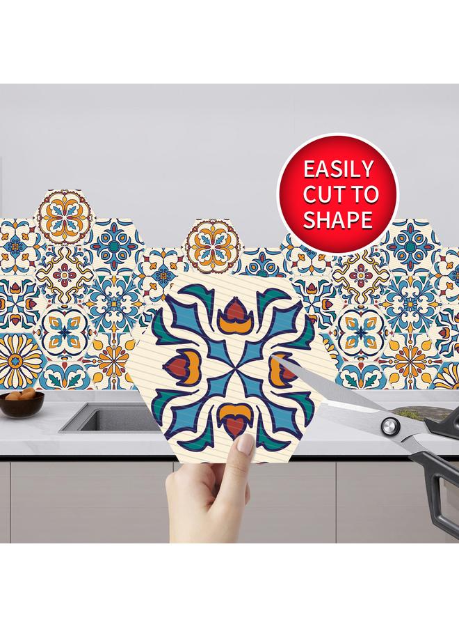الأزرق جي دبليو Tile sticker سداسية مرصعة بالطوب الخزفي الحمام ملصق جدار المطبخ ملصق أرضي غير قابل للانزلاق LB041-056 - Image 2