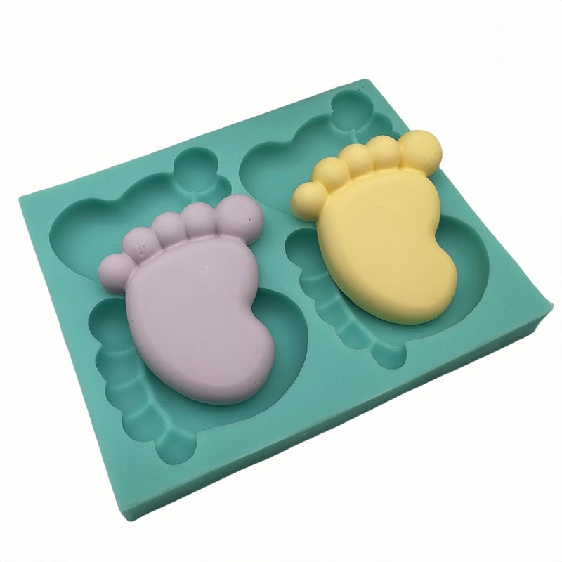 Baby Foot 4 Cavities Soap Mold Scented Wax Melt Molds Chocolate Cake Silicone Mold Aromatherapy Plaster Resin Craft Mould