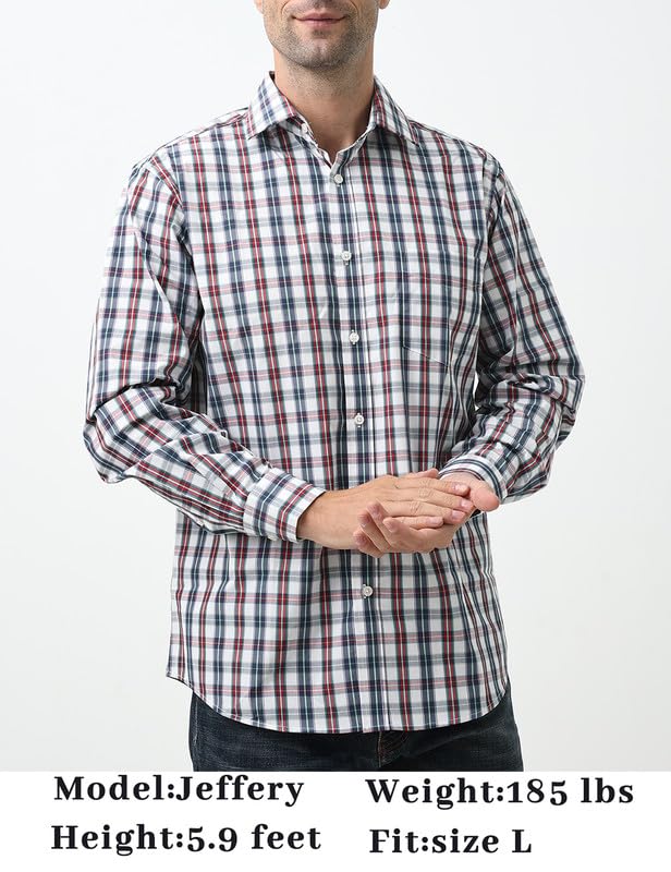 Double Pump Mens Button Down Shirts Cotton Long Sleeve Shirts Regular Fit(RM08LS08,L) - Image 5