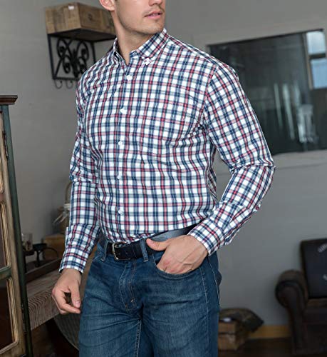 Double Pump Mens Button Down Shirts Cotton Long Sleeve Shirts Regular Fit(RM08LS08,L) - Image 3