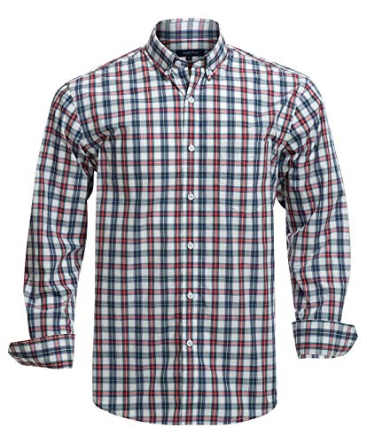 Double Pump Mens Button Down Shirts Cotton Long Sleeve Shirts Regular Fit(RM08LS08,L) - Image 1