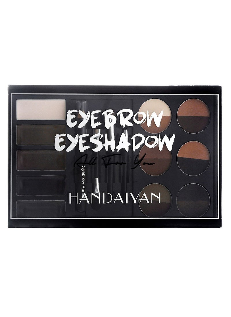Handaiyan - Eyebrow Powder Palette Set Eyebrow Kit Eyebrow Stamp Stencil Kits Pac Set+5 Colors Brow Wax+12 Colors Powder+4* Shape Stencils+3* Brushes+Eyebrow penciel,Defines,Thicker,Easy To Colour,Waterproof - Image 1