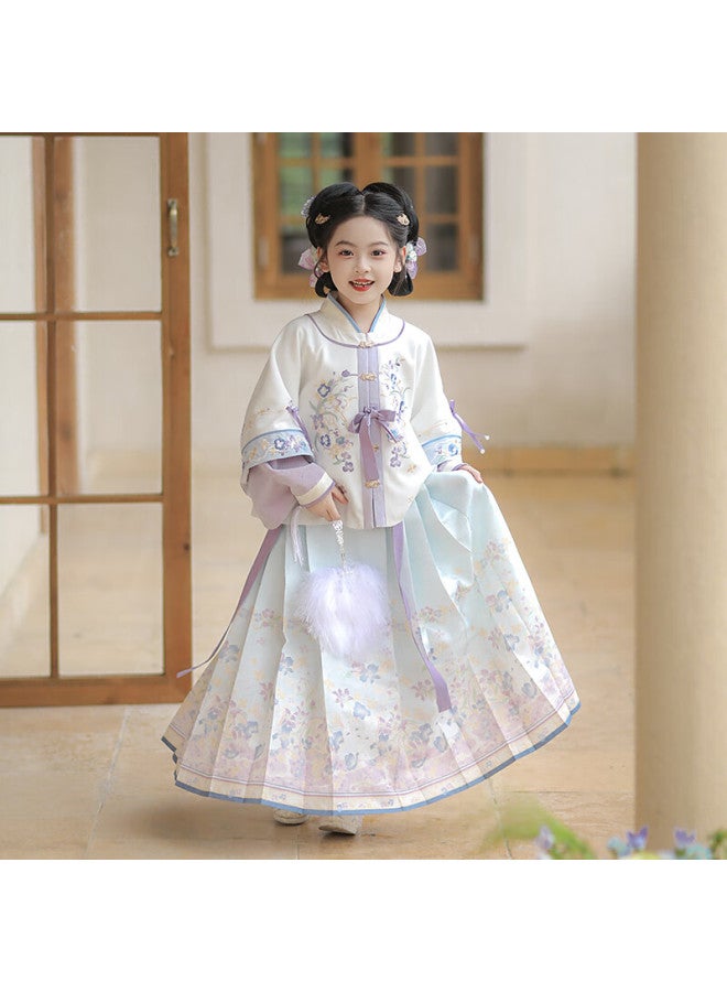 Flag Platinum Qibao Hanfu Girls Spring New Children'S Chinese Style Ming Dynasty Tang Suit Autumn Moon (Top + Skirt) 130 - Image 5
