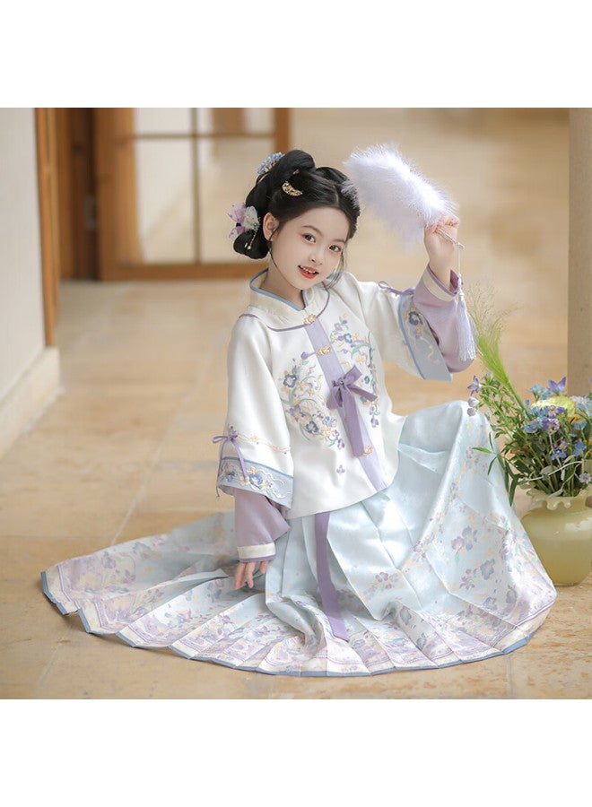 Flag Platinum Qibao Hanfu Girls Spring New Children'S Chinese Style Ming Dynasty Tang Suit Autumn Moon (Top + Skirt) 130 - Image 4