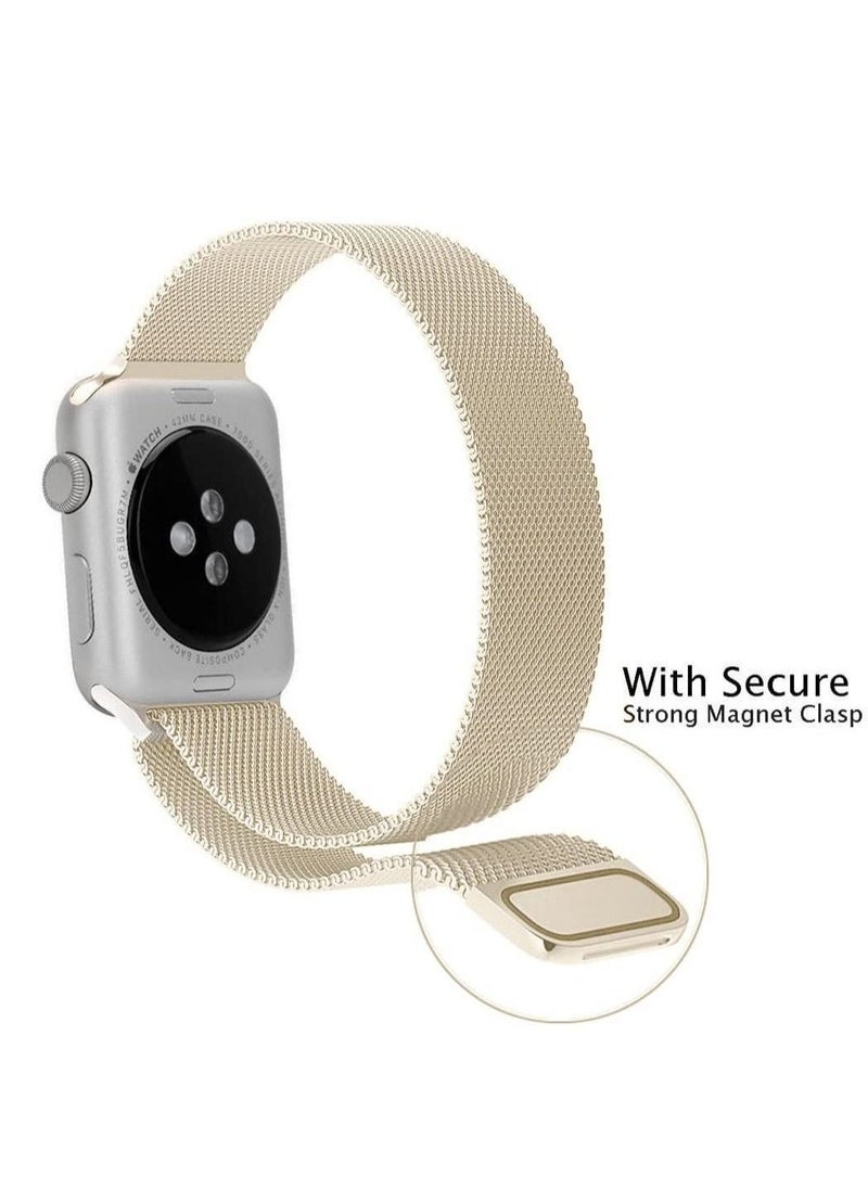 Phone Planet for Apple Watch Band 49mm 45mm 44mm 42mm Stainless Steel Metal Strap Milanese Loop Alloy Replacement for iWatch Series ultra/8/7/SE/6/5/4/3/2/1  Champagne Gold) - Image 5