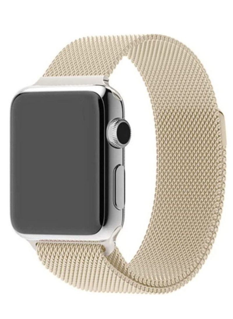 Phone Planet for Apple Watch Band 49mm 45mm 44mm 42mm Stainless Steel Metal Strap Milanese Loop Alloy Replacement for iWatch Series ultra/8/7/SE/6/5/4/3/2/1  Champagne Gold) - Image 1