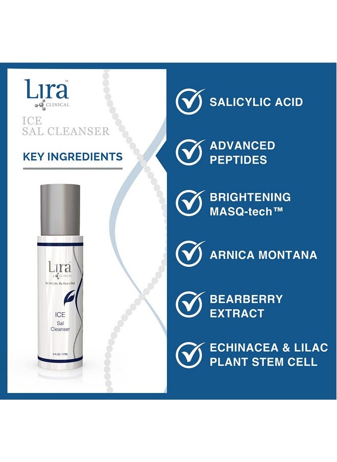 LIRA CLINICAL - Ira Clinical Ice Sal Cleanser Cooling Facial Cleanser For Acne Treatment With Salicylic Acid Mastiha Peptides & Plant Stem Cells Face Wash For Oily & Acneprone Skin 6 Fl Oz - Image 1
