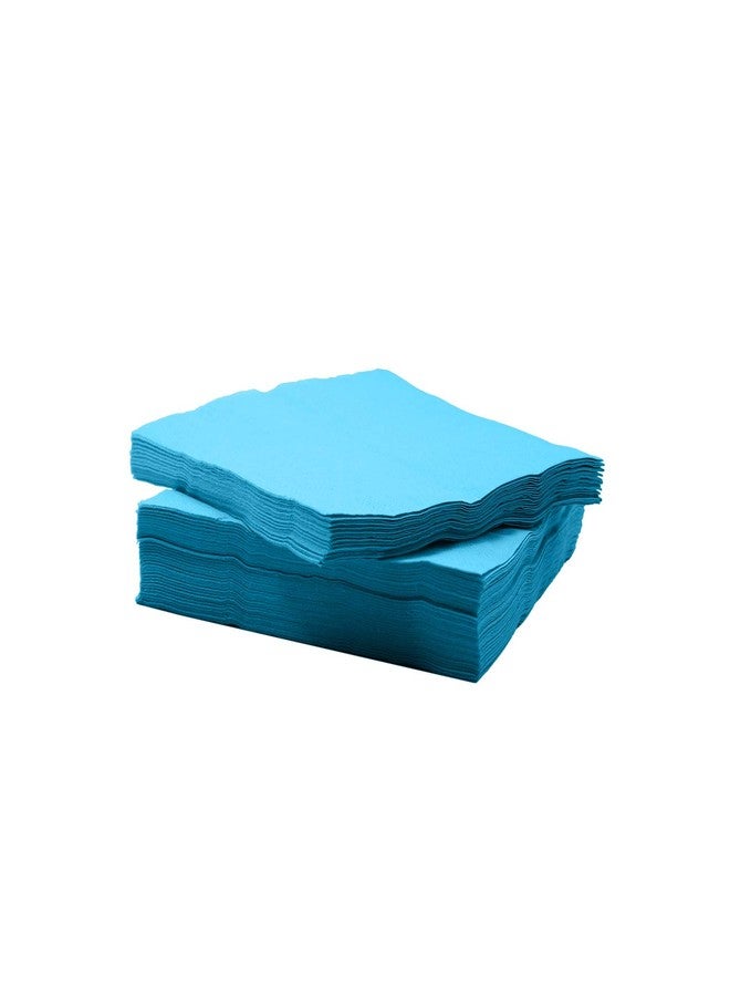Party Essentials Paper 2-Ply Square Color Napkins, 9.875" x 9.875" Cocktail Beverage, Bright Blue, 96-Count - Image 1