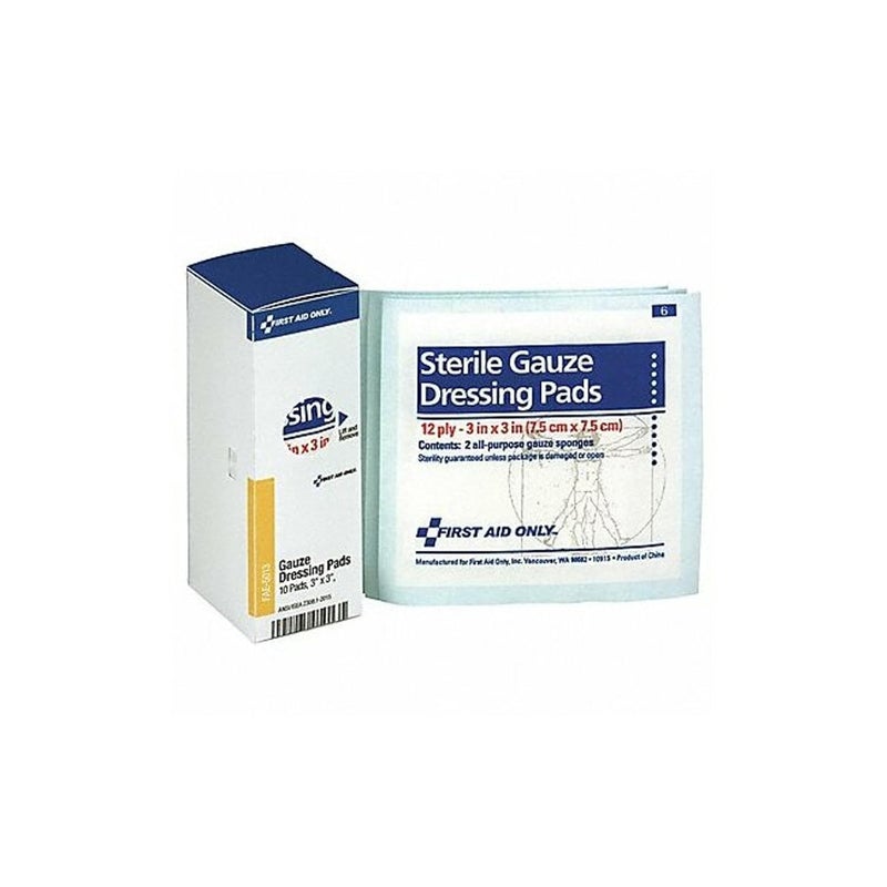 First Aid Only FAE5013 Sterile Gauze Pads 3 x 3 10ct
