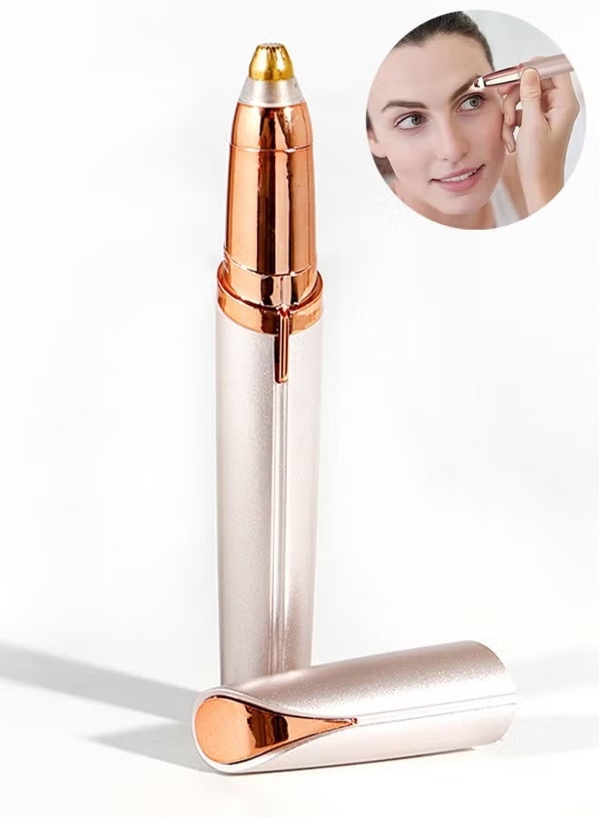 HTKCRX Eyebrow Hair Remover, Rechargeable Electric Eyebrow Trimmer with LED Light, Portable Facial Painless Hair Removal for Face, for Upper and Lower Lip, Chin, Neck, Cheeks, and Eyebrows - Champagne Gold - Image 1