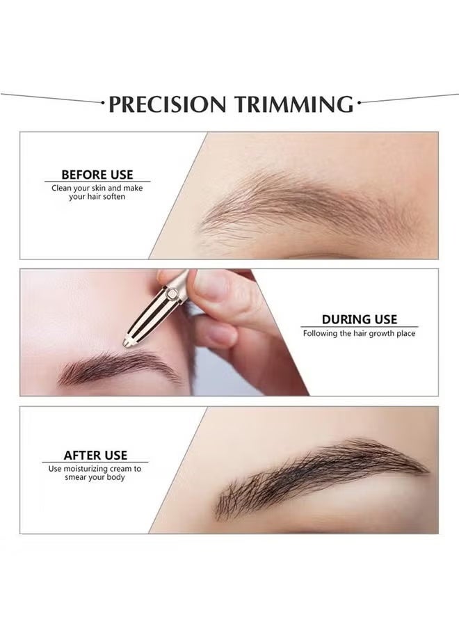HTKCRX Eyebrow Hair Remover, Rechargeable Electric Eyebrow Trimmer with LED Light, Portable Facial Painless Hair Removal for Face, for Upper and Lower Lip, Chin, Neck, Cheeks, and Eyebrows - Champagne Gold - Image 5