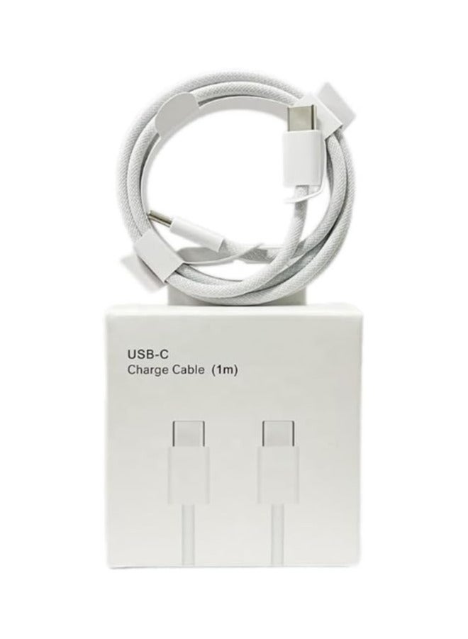 erorex Premium Quality USB Type C to Type C Braided Charging Cable, 60 Watts, 1 Meter, Fast Charging Cable Type C, 3 Colors (White) - Image 2