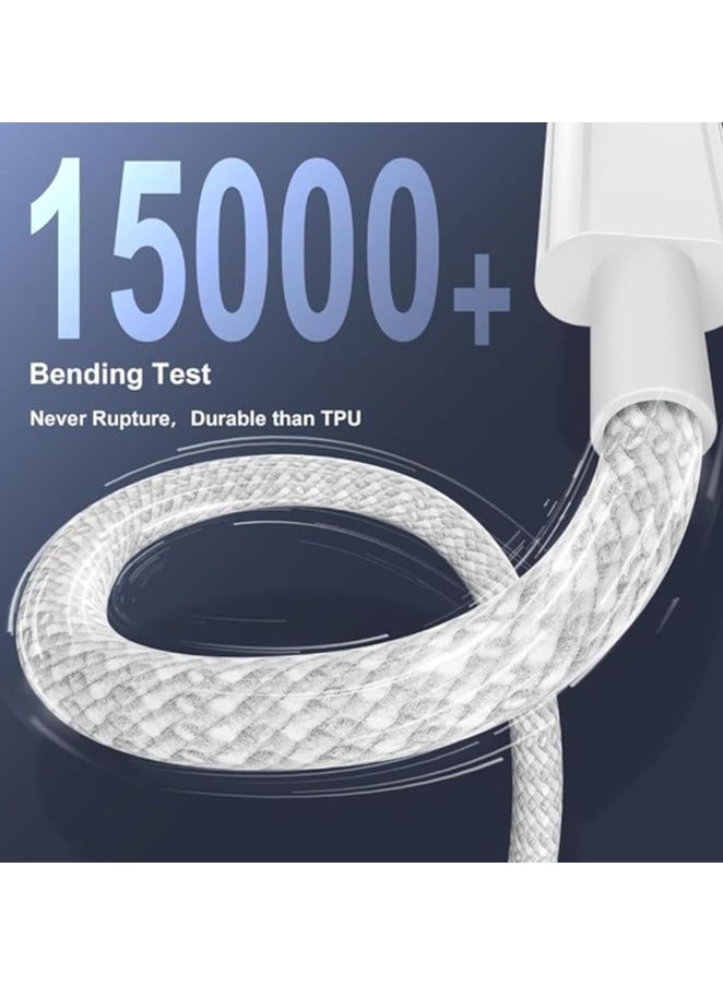 erorex Premium Quality USB Type C to Type C Braided Charging Cable, 60 Watts, 1 Meter, Fast Charging Cable Type C, 3 Colors (White) - Image 4