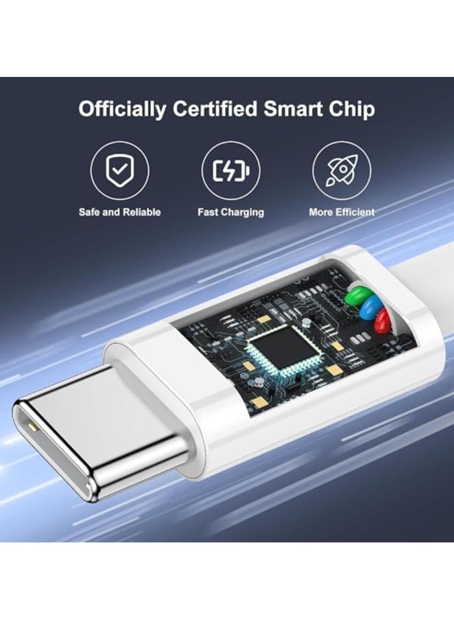 erorex Premium Quality USB Type C to Type C Braided Charging Cable, 60 Watts, 1 Meter, Fast Charging Cable Type C, 3 Colors (White) - Image 3