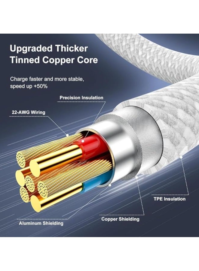 erorex Premium Quality USB Type C to Type C Braided Charging Cable, 60 Watts, 1 Meter, Fast Charging Cable Type C, 3 Colors (White) - Image 5