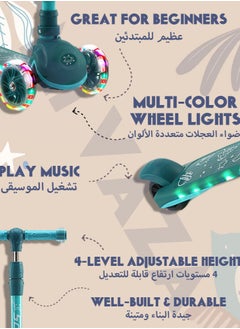 Mi VAZA Kids Three Wheel Scooter With Light Up LED Wheels For Toddlers Girls & Boys, 4 Adjustable Height & Flip-able Seat, Lean To Steer, Extra-wide Deck, Light Up Wheels For Children From 3-14 Years Old  - Image 3