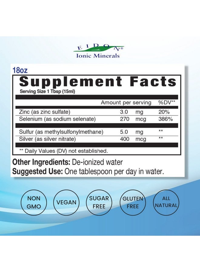 Eidon Ionic Minerals Eidon Liquid Immune Support Supplement with Zinc, Selenium, Maintains & Supports Immune System, Bioavailable, No Additives - 18 oz - Image 2