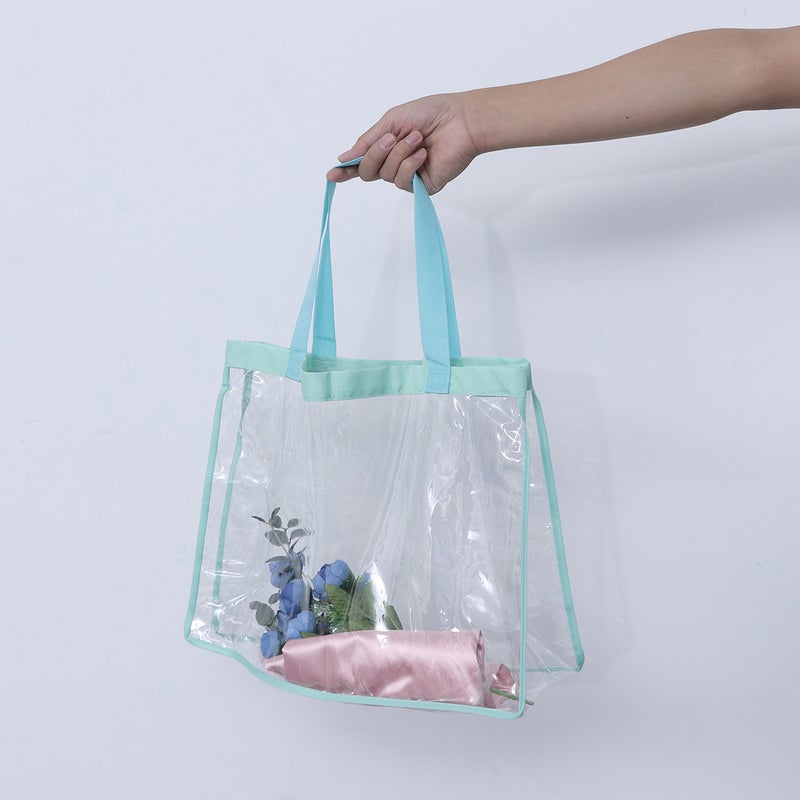 PVC Shopping Bag Portable Storage Bag Large Capacity Clear Beach Shoulder Bag Casual Handbag ( ) - Image 2