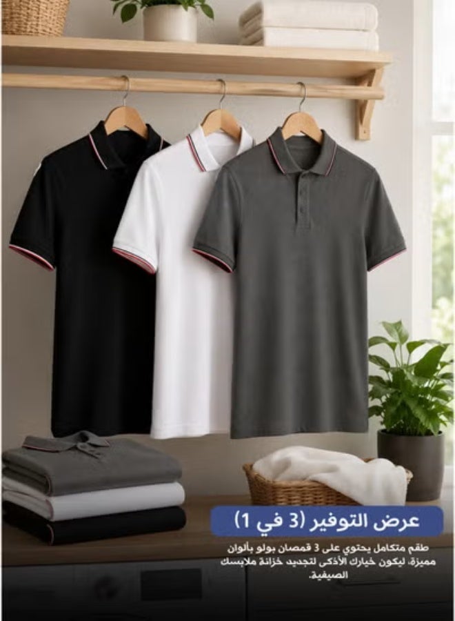 tag Men's Summer Shirt Set - Size L - 3 Pieces - Soft Egyptian Cotton - Classic, Stylish and Comfortable Design - Image 1