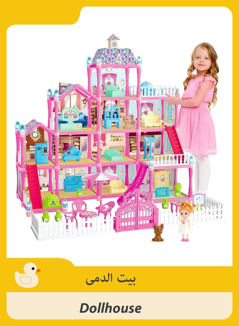 Mitoy 285 Pcs Accessories Doll House,Pretend-Play Diy Dollhouse Kit, 4 Floors And 13 Rooms Toddler Playhouse Gift For For 4-12 Year Old Girls Toys - Image 1