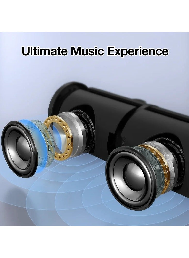 1Hora 1 Hora Bluetooth Speaker Portable Wireless Speaker Bluetooth 5.1 Speaker with 2400 mAh Battery Stereo Sound, Support 3.5 mm AUX/TF/USB/FM Radio Compatible with iPhone/iPad/Android/Tablet/TV - Image 3