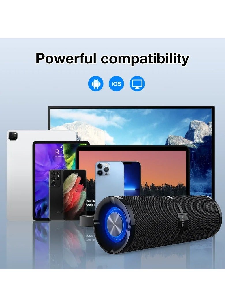 1Hora 1 Hora Bluetooth Speaker Portable Wireless Speaker Bluetooth 5.1 Speaker with 2400 mAh Battery Stereo Sound, Support 3.5 mm AUX/TF/USB/FM Radio Compatible with iPhone/iPad/Android/Tablet/TV - Image 4