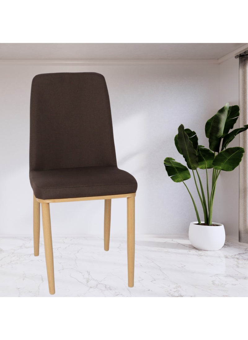PixelsFurniture Pixels Furniture Kitchen Chair with Backrest and Solid Metal Legs in Wood Grain Painted Wood Look, for Living Room and Dining Room  - Image 4