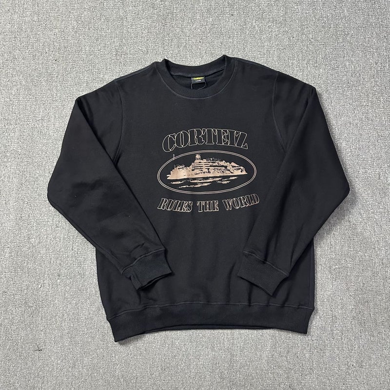 American High Street Classic Sailboat Letter Print Pullover Sweatshirt Casual Loose Fit Couple Trendy - Image 1