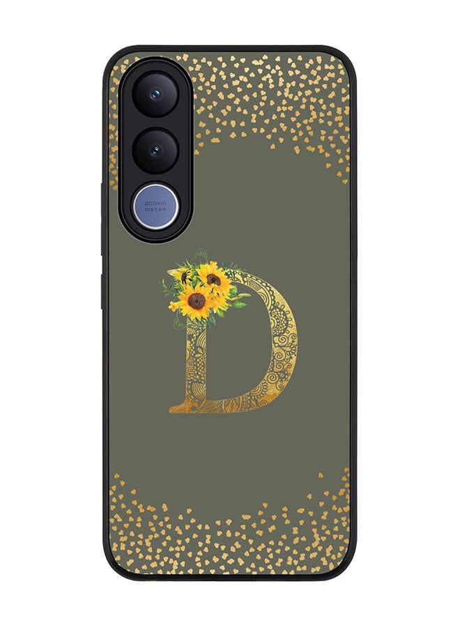 Stylizedd For vivo V70 FE Case,Slim fit Camera Protection, Shockproof Thin Phone cover  - Custom Floral Monogram - D  (Olive Green ) - Image 1