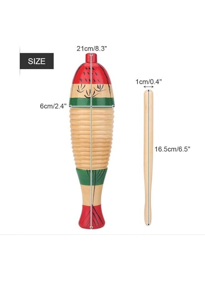 Megarya MegArya Guiro Wood Percussion Instrument Fish Style Guiro Instrument Children's Musical Instrument Colourful Guiro Gifts for Children  - Image 2