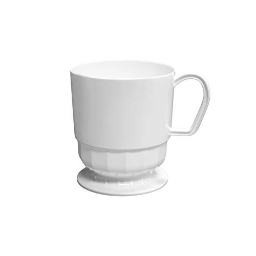 Party Essentials 8Ounce Hard Plastic Coffee CupTea Mug with Handle 20Count Deluxe White