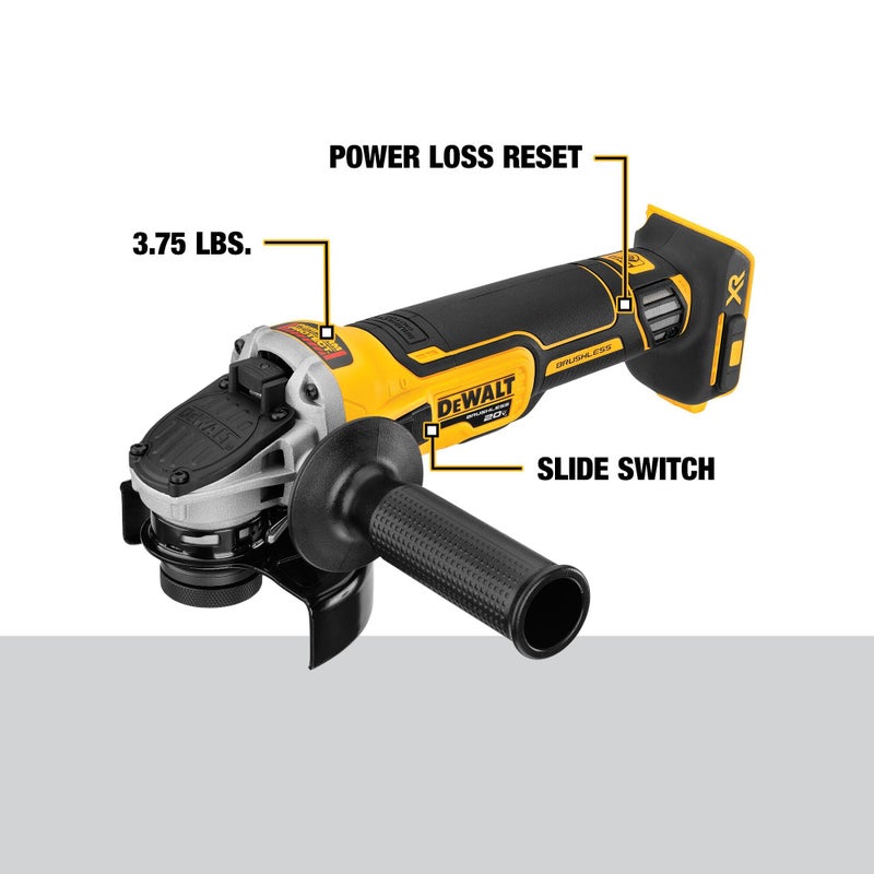 DEWALT 20V MAX* XR Angle Grinder with Kickback Brake, Slide Switch, 4-1/2-Inch, Tool Only (DCG405B) - Image 3