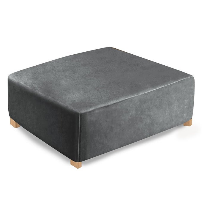 OTTOMAN COVERS SLIPCOVER SQUARE OTTOMAN COVERS PROTECTOR FOR FOOTREST FOOT STOOL FURNITURE STRETCH COMFORTABLE VELVET WITH ELASTIC BOTTOMSIZE LLENGTHWIDTH3544HEIGHT1520GREY