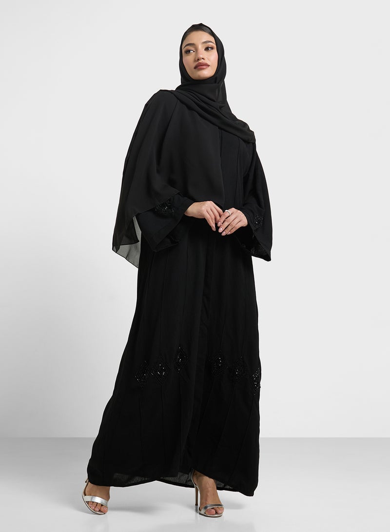 hayas closet Straight Sleeve Lace Detailed Abaya  - Image 1