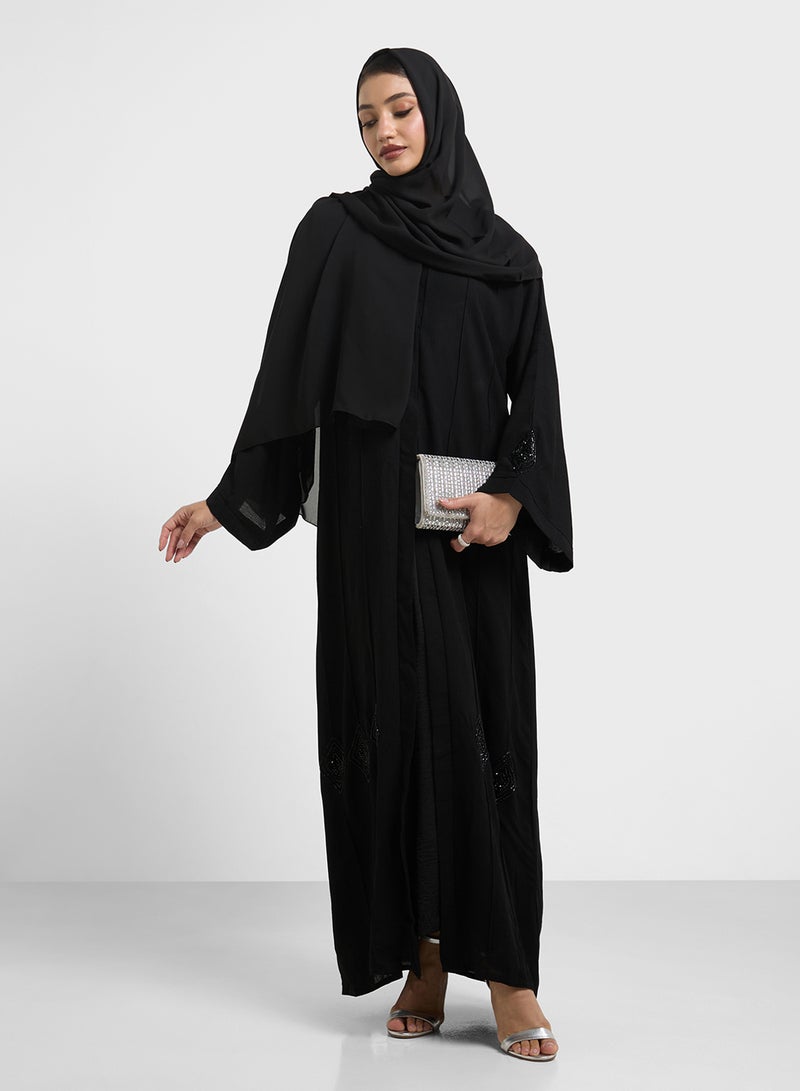 hayas closet Straight Sleeve Lace Detailed Abaya  - Image 5